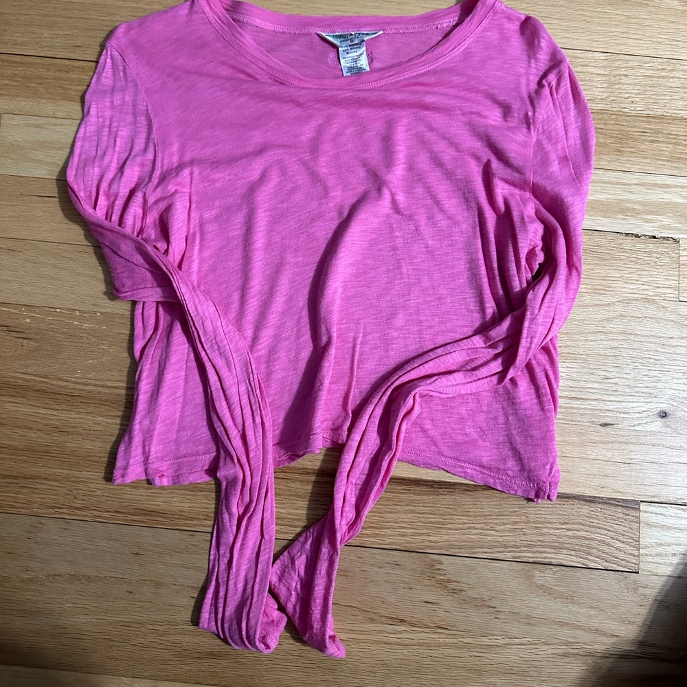 Hard tail forever, pink, size small, long sleeve crop slub tee, hardly worn
